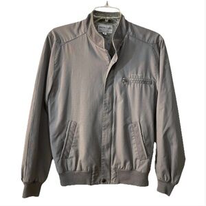 Pierre Cardin Mens Bomber Jacket Vintage Gray Size Small Pockets Lined Cotton